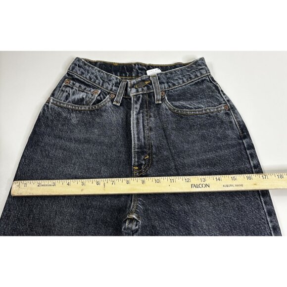 Levi's Sz 3 (Actual 22x28) High Rise 17525-0267 USA 100% Cotton Black Jeans EUC - Picture 5 of 10